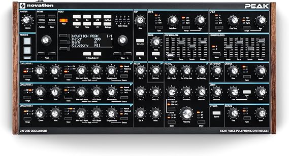 Novation Peak 8-Voice Desktop Polyphonic Synthesizer | 8-Voice Polyphonic, New Oxford Oscillators, Analog Filter, 3 Distortion Stages Per Voice, 16-Slot Mod Matrix, Onboard Effects