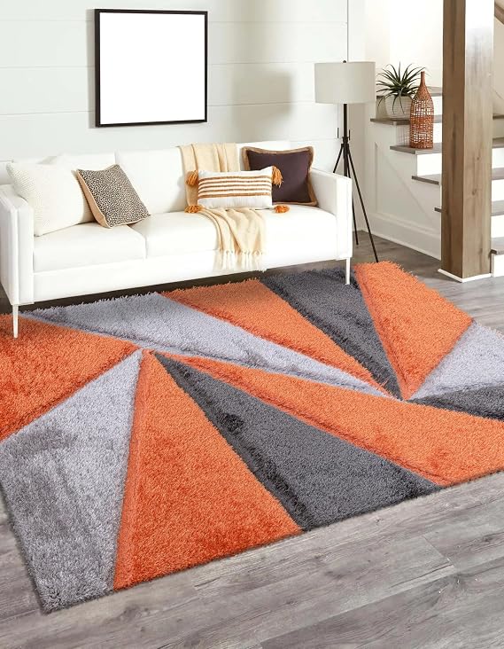 Luxury Shaggy Rug Ultra Soft Thick Pile Area Rug for Living Room & Bedroom Best Plush Carpet & Floor Mat (Orange, 80 x 150 cm)
