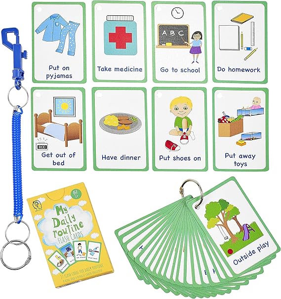 My Daily Routine Cards 27 PECS Flashcards for Visual aid Special Ed, Speech Delay Non Verbal Children and Adults with Autism or Special Needs