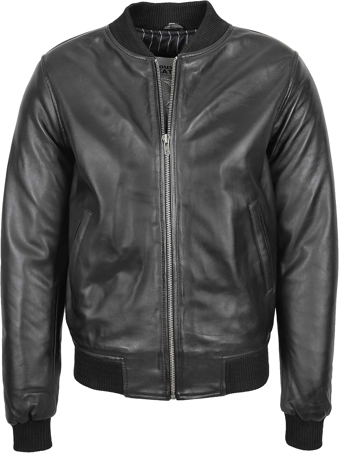 Mens Real Leather Bomber Jacket MA-1 Varsity Style Ryan