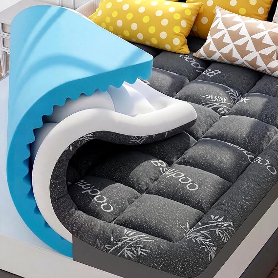 BDEUS 4 Inch Dual Layer Queen Size Cooling Mattress Topper