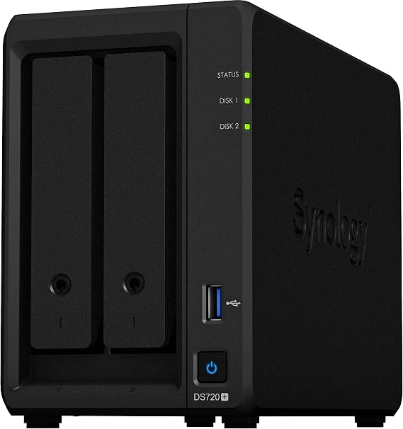 Synology DiskStation DS720+ NAS Server Business Celeron CPU 6GB Memory 1TB M.2 NVMe SSD 8TB HDD Storage DSM Operating System