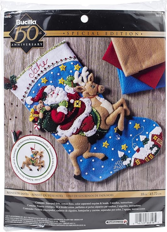 Bucilla 86816 Reindeer Santa Stocking Kit