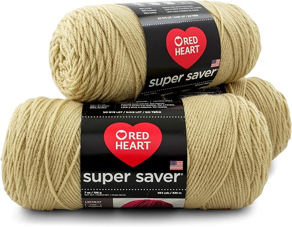 RED HEART Super Saver 3-Pack yarn, BUFF 3 Pack