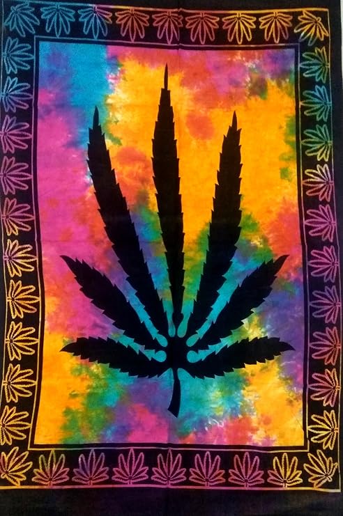 ICC Tapestry Wall Hanging leaf Poster Hippie Decor Flag tapestry Collage Dorm Trippy Bohemian Art psychedelic Small Hippie Rasta Cheap Tapestries 30 x 40 Inches Multi Color