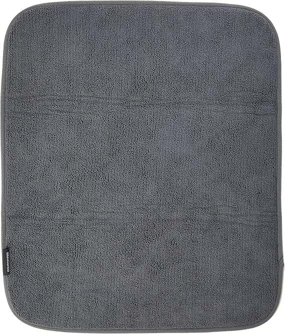 Brabantia SinkSide 16 x 19" Microfiber Dish Drying Mat for Kitchen Countertop (Dark Gray) Foldable Machine-Safe Absorbable Pad for Plates, Pots, Glasses