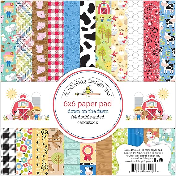 DOODLEBUG DESIGN INC. ON Farm Paper PAD 6" 6X6, Multicolor, One Size