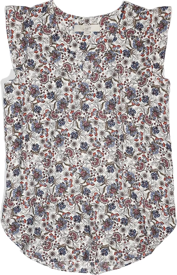 Loft Ann Taylor Women's Regular and Petite V-Neck Flutter Tank Blouse