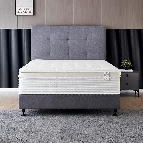 OLIVER & SMITH SINCE 1921 Queen Mattress 14 Inches 60X80 White Queen Size Mattress Plush Hybrid Cool Memory Foam Pillow Top Spring Support Breathable Cover Bed Rolled in a Box