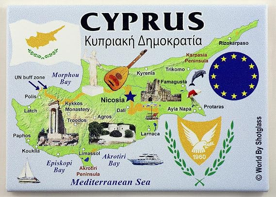 Cyprus EU Series Souvenir Fridge Magnet 2.5" X 3.5"