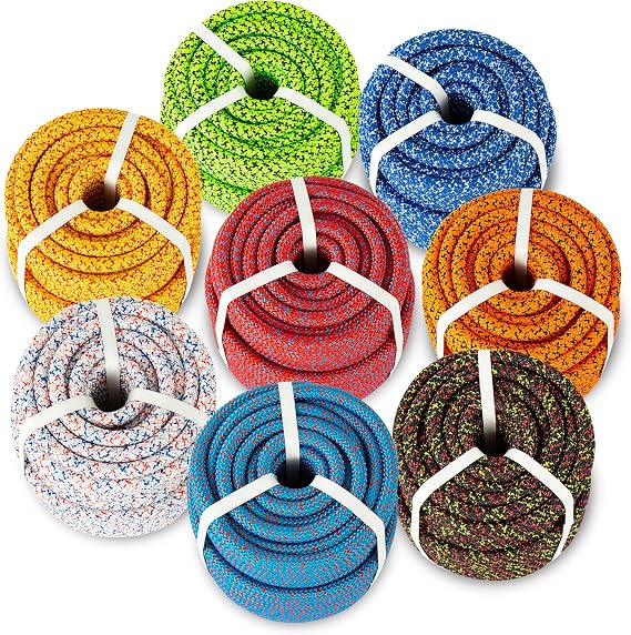 Zeluga 15-133 1/2in x 125ft Double Braided Arborist Static Rope, 7200lb Breaking Strength Climbing Rope, No-Stretch Bull Rope for Tree Work, Assorted Color