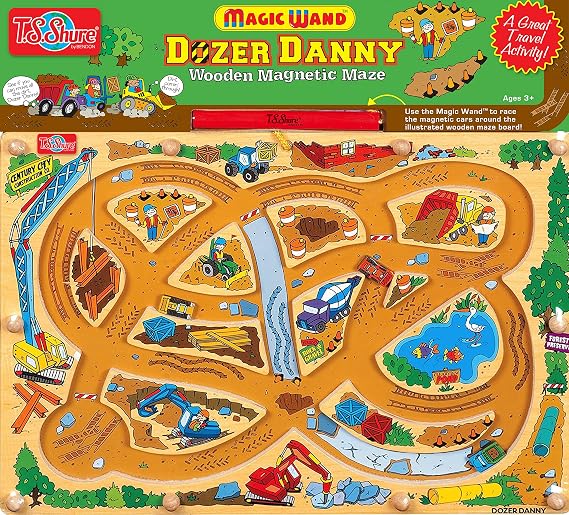 TS Shure by Bendon Bulldozer Construction Magic Wand Magnetic Maze with 3 Magnets and Magnetic Magic Wand Pre-School Learning 50293