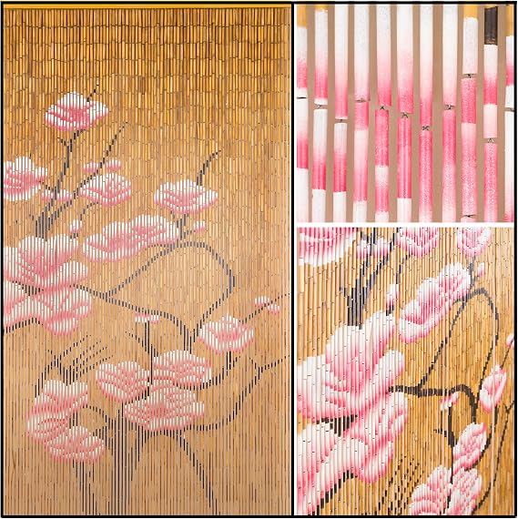 Beaded Curtain, Door Beads, 90 Strands, 35.5" Wx78 H-Blossom