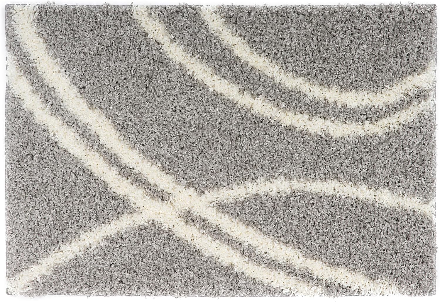 Rugshop Cozy Contemporary Stripe Indoor Shag Area Rug, 2' x 3', Gray